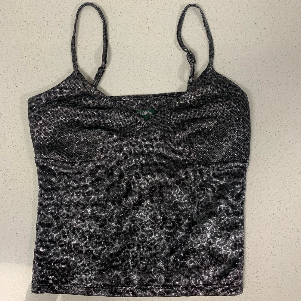 Silver cheetah print crop top